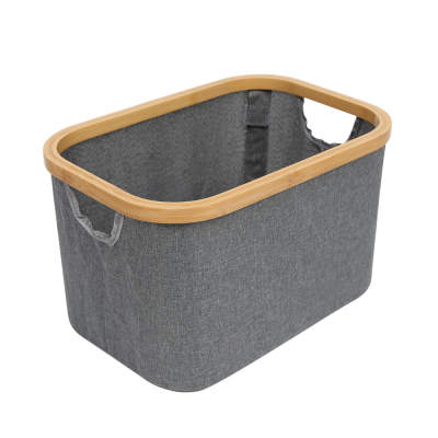 Cotton Box Foldable Bamboo Polyester Laundry Basket in Rectangle Bathroom Use